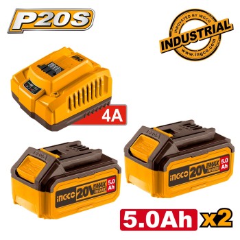 ΜΠΑΤΑΡΙΑ ΣΕΤ 2 ΤΜΧ 20V 5.0Ah Li-ion + ΤΑΧΥΦΟΡΤΙΣΤΗΣ 4Α ΕΡΓΑΛΕΙΑ
